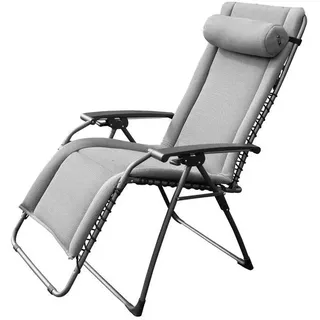 Garten-Relaxsessel , Anthrazit, Grau , Kunststoff , 73x111x55 cm , wetterbeständig, faltbar, Bezug abnehmbar, Nackenkissen abnehmbar, ergonomische Rückenlehne , Gartenmöbel, Gartenliegen, Liegestühle