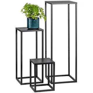 bremermann Blumenhocker (3er Set), Metall, schwarz , 30x90x30 cm , Wohnzimmer, Wohnzimmertische, Blumenständer