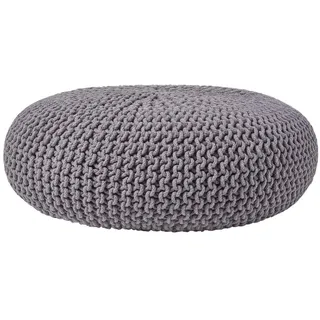 Homescapes Strick-Pouf 70 x 23 x 70 cm Grau