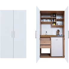 Bild von Schrankküche Weiß Kühlschrank + Kochfeld B: ca. 104 cm