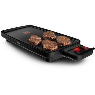 Tefal CB6428 Plancha Booster Tischgrill | 2200 W | extra große Grillfläche | Boost-Zone | 6 Temperaturstufen | durchgängige Grillplatten | inklusive Fettablaufrinne | Thermo-Spot | Schwarz