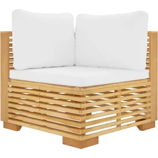 vidaXL Garten-Ecksofa mit Creme Kissen Massivholz Teak - Creme
