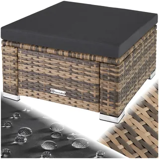 Tectake Rattan Sitzhocker 53 x 53 x 26 cm beige 1 St.