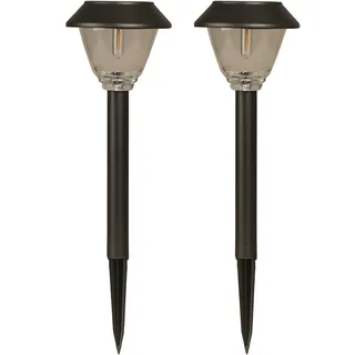 Gartenleuchte LUXFORM "Solar-Gartenlampe - Kodiak - 2 St - 5 Lumen - LED", schwarz, 2 Stk., Leuchten, Gartenleuchte, Aus Edelstahl & Glas gefertigt