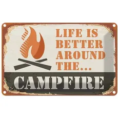 Blechschild 18x12 cm - Camping Campfire life is better Outdoor