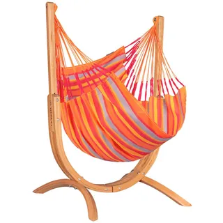 La Siesta Hängematte , Gelb, Grau, Naturfarben, Orange , Holz , Eukalyptusholz,Eukalyptusholz , Schichtholz,massiv , 100x152x92 cm , Gartenmöbel, Gartenschaukeln, Hängematten