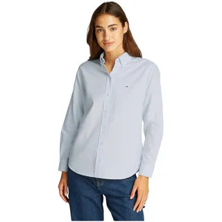 Tommy Jeans Damen Hemd Oxford Regular Fit, Mehrfarbig (Sweet Blue/White Stripe), M