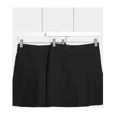 Girls M&S Collection 2pk Girls' Plus Fit Pleated School Skirts (2 - 18 Yrs) - Black, Black - 4-5 Y