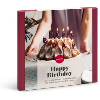 mydays Geschenkbox Happy Birthday, Geburtstagsgeschenk für 1-2 Personen, freie Erlebnis-Auswahl an ca. 1802 Orten