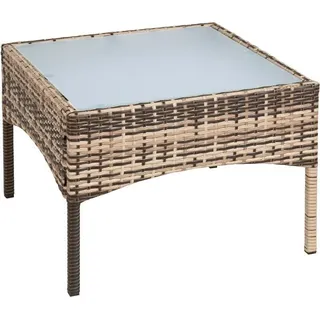 Polyrattan Beistelltisch Rattan Tisch Gartentisch Balkontisch Garten Möbel Glas