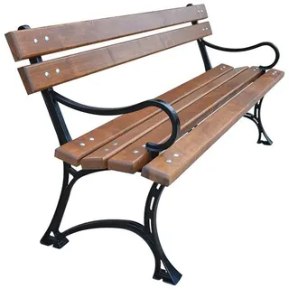 Gartenbank König MA 150 cm aus Gusseisen und massivem Erlenholz mit Rückenlehne