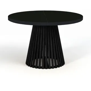 dekori.interiors Dekori_Interiors Esstisch, Schwarz Holz, Rund, 90x77x140 cm, Esszimmer, Tische, Esstische