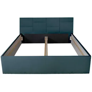Halmon Schlafkomfort Betten Polsterbett Damas Weiß 140 x 200 x 32 cm Mit hochwertiger Matratze H2 (bis 100 kg) und Lattenrost , Blau , Holz , 140x200 cm , Schlafzimmer, Betten, Polsterbetten