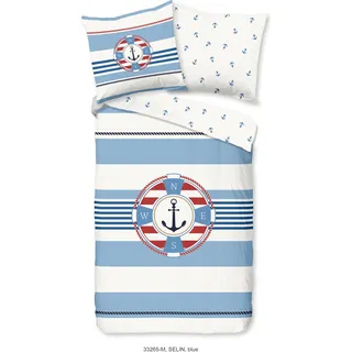 Duvet cover Pure 200x200 + 2* 80x80 cm - maritime with buoy - Blau