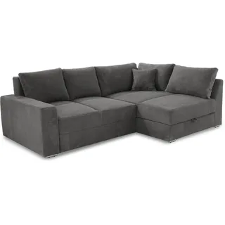 luma-home Ecksofa-Dauerschläfer Cord 2-Sitzer Dunkelgrau