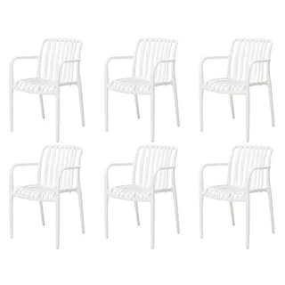 Gardissimo LIDO 6x Kunststoff Stapelsessel Gartenstuhl Gartenmöbel stapelbar weiß