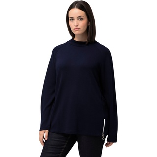 Ulla Popken, Damen, große Größen, Sweatshirt, Querrippen, Stehkragen, Zipper, Langarm