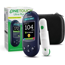 OneTouch Ultra Plus Reflect Blutzucker-Messgerät (mg/dl) I Diabetes-Testset (Zucker-Krankheit) I 1 Blutzucker-Messgerät + 10 Teststreifen + 1 Stechhilfe + 10 Lanzetten im Etui (inkl. Batterien)