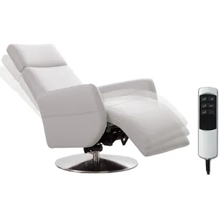 Cavadore TV-Sessel Cobra mit 2 E-Motoren / Elektrischer Fernsehsessel mit Fernbedienung / Relaxfunktion, Liegefunktion / Ergonomie M / Belastbar bis 130 kg / 71 x 110 x 82 / Echtleder Weiß