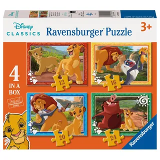 Ravensburger Puzzle: Der König der Löwen, Kinderpuzzle ab 3 Jahren, 4 Puzzles von 12, 16, 20, 24 Teilen, Puzzle, Geschenke für Kinder 3 Jahre, 70 x 50 cm