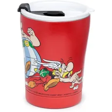 Bild Asterix & Obelix roter wiederverwendbarer Thermobecher für Lebensmittel und Getränke aus Edelstahl 300ml