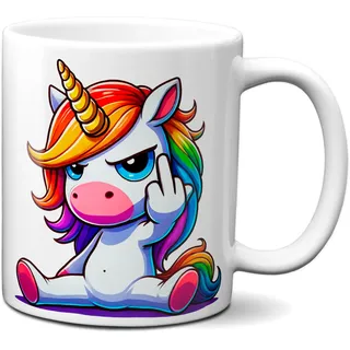TassenKing Tasse Einhorn Mittelfinger Tasse Kaffee Tee Becher Büro Arbeit Einhorntasse Arbeitskollegin Frauen Kollegin Freundin lustig Bürotasse Geschenk Geburtstag Spruch verrückt
