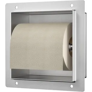 Bernkot Unterputz Toilettenpapierhalter Edelstahl, WC Toilettenpapierhalter für das Badezimmer Halterung, 14.5×14.5×8.7cm, Klopapierhalter für die Renovierung und den Ausbau des Badezimmers,Silber