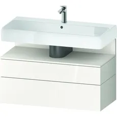 Duravit Qatego Waschtischunterbau, 1 Auszug und 1 Schublade, 990x470x590mm, Nische Weiß Supermatt, QA4395084, Farbe: Weiß Hochglanz/mit Nischenbeleuchtung