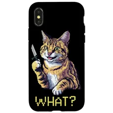 Hülle für iPhone X/XS Katze Messer Design Witzige Tier Katzen