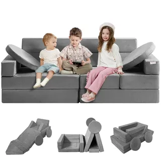 Spielsofa Kinder-Multifunktionssofa - 15-in-1 Kinder-Schlafsofa aus Schaumstoff - Pädagogisches Spielzeug - Faltbarer Kindersessel - Puzzle-Sofa mit Matratze und Spieltisch - Kuschelecke