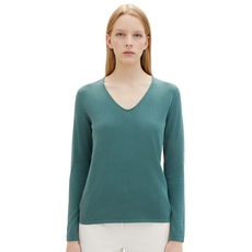 Bild von V-Ausschnitt-Pullover, aus Feinstrick, grün