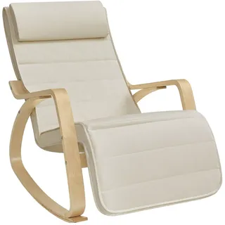 Songmics Schaukelstuhl LYY10M Baumwolle 91 x 55 x 115 cm Beige mit Relaxfunktion