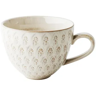 Vintage Teetasse Bunt Handbemalt Kaffeetasse Becher Geschirr Große Tasse Keramik Handgetöpfert Kaffeebecher Porzellan Cappuccino Tasse Coffee Milk Tea Mug (Beige-500ml)