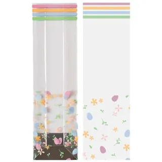 Decora 5855051 Packung mit 100 Hartbodenbeuteln, Blumen- und Eiermotiv, 80 + 50 x 280 mm (Höhe)