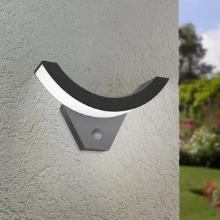 Longlife LED Außenwandleuchte Curve 10W 4000K anthrazit mit Bewegungsmelder
