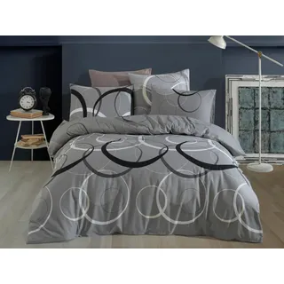 Leinen Baumwolle französisch 220x220,70x90 Toronto grau - Grau, Weiß, Schwarz