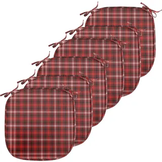 ABAKUHAUS Plaid Polster für Esszimmerstühle, Nostalgische Gestreifte britischen, Dekoratives wasserfestes Kissen mit Riemen für Küchensitze, 40 cm x 40 cm-6er Pack, Scarlet Schwarz Weiß