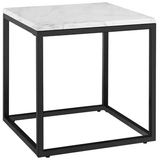 tectake Beistelltisch Alysia, mit höhenverstellbaren Kunststofffüßen, schwarz/weiß , Schwarz, Weiß , Abstrakt , 45x47.5x45 cm , Wohnzimmer, Wohnzimmertische, Beistelltische