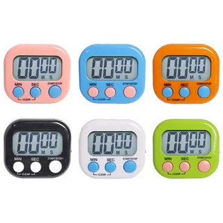 Hitopin 6 Stück Timer Digital,Magnetische Stoppuhr Küchentimer, Kurzzeitwecker Küche,Küchentimer Küche,Timer mit Großem LCD-Display,Stoppuhr mit Einklappbarer Ständer,für Kochen Backen Sport Studieren