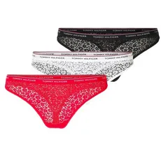Tommy Hilfiger Damen 3 Pack Thong Lace (EXT Sizes) UW0UW04896 Stringtangas, Schwarz (Black/White/Light Pink), S