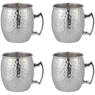 Butlers Becher (4er Set) Moscow Mule 470 ml , Silberfarben , Metall , Gläser, Cocktailgläser