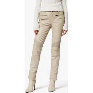 Ricano Damen Lederhose Lederjeans DONNA aus butterweichem Ziegen-Nappa Leder – alt-weiss / M - Silber