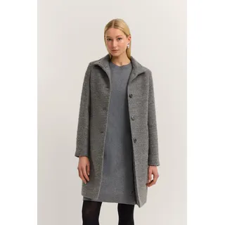 Wollmantel BUGATTI "Modern Fit", Damen, Gr. 46, grau (270, dunkelgrau), 52% Polyester, 25% Polyacryl, 23% Wolle, unifarben, normal, normaler Saum, Mäntel Wollmantel, mit Flexcity Stretch und Stehkragen