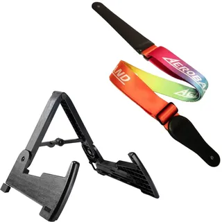 AeroBand Zubehörset für Smart Guitars - Verstellbarer, breiter Gitarrengurt und kompakter Gitarrenhalter für AeroBand AG01 und Reisegitarren