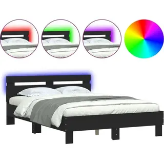 vidaXL Bett mit LED-Beleuchtung ohne Matratze Schwarz 120x200 cm - Schwarz