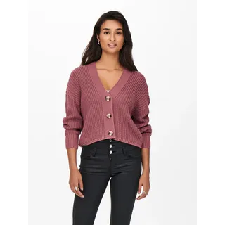 Strickjacke ONLY "ONLCAROL NICE L/S CARDIGAN KNT NOOS", Damen, Gr. XL, rosa (nostalgia rose), Strick, Obermaterial: 100% Polyacryl, unifarben, regular fit hüftlang, V-Ausschnitt, Rippbündchen, Strickjacken Strickjacke, Kunstfaser, regular fit