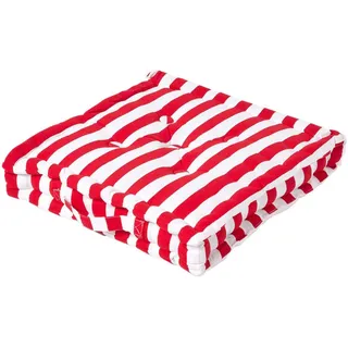 Homescapes Sitzkissen rot-weiß gestreift 50/50/10 cm , Rot , Textil , Gestreift , Füllung: Polyester , Quadratisch , 50x10x50 cm , Oeko-Tex® Standard 100 , Heimtextilien, Wohntextilien, Kissen