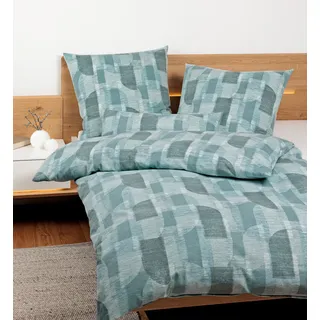 JANINE Bettwäsche Chinchilla S 78070 salbei jade, 135x200 cm + 80x80 cm - grün;blau