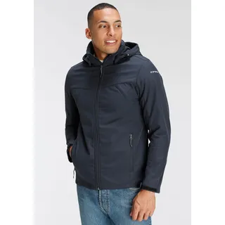 Softshelljacke ICEPEAK "ICEPEAK BRIMFIELD", Herren, Gr. 48, blau (marine), Softshell, Obermaterial: 89% Polyester, 11% Elasthan. Rückseite: 100% Polyester, normal, hoch geschlossener Ausschnitt, mit verstellbarem Klettverschluss, Jacken Softshelljacke, mit abnehmbarer Kapuze, winddicht, wasserabweisend, atmungsaktiv