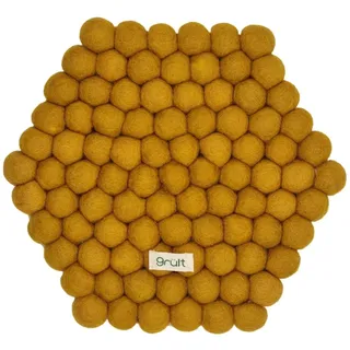 Grült Home Topfuntersetzer - Filz untersetzer für Tassen, Töpfe, Pfannen und Tassen handgefilzt in Nepal (Gelb, Hexagonal 20 cm)